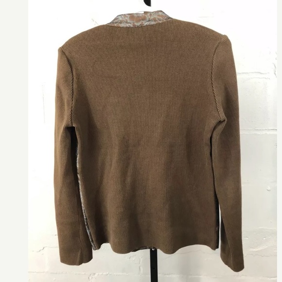 Fleur By David Rodriguez Floral Jacket Brown Teal - Picture 3 of 5